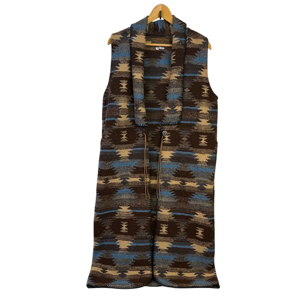 Bear Ridge Outfitters Vintage Duster Vest Jacket Medium USA Aztec Western 90s